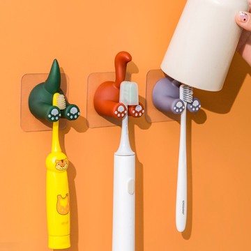 牙刷置物架免打孔漱口杯刷牙杯掛墻式衛生間壁掛式收納盒創意可愛