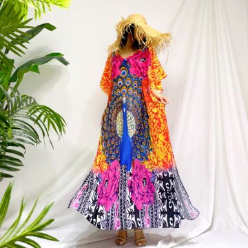 新款云南三亞旅行海邊度假沙灘裙仙女長裙子民族風羽毛顯瘦連衣裙