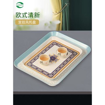 托盤長方形歐式復古家用茶盤茶水杯盤創意現代客廳塑料水果盤餐盤