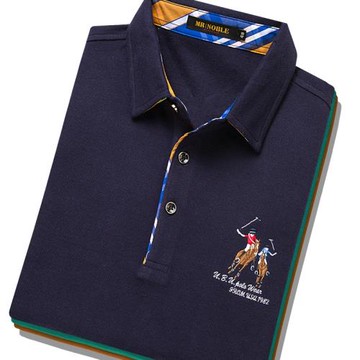 春秋男士純棉長袖體恤 大碼休閑保羅polo衫翻領t恤父親寬松爸爸裝