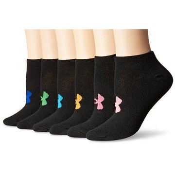 Under Armour 2018女時尚UA彩色標誌款黑色運動短襪6入組