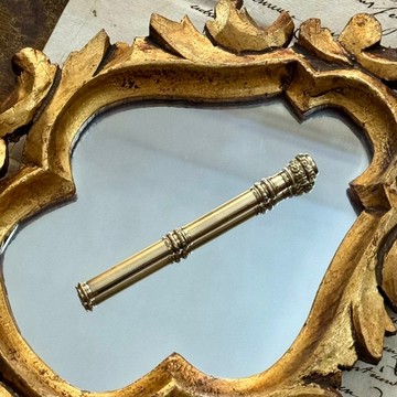 51518-法國19世紀800紫水晶純銀鍍金雕花雙用伸縮筆