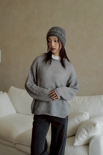 雙色簡約舒適透膚針織上衣