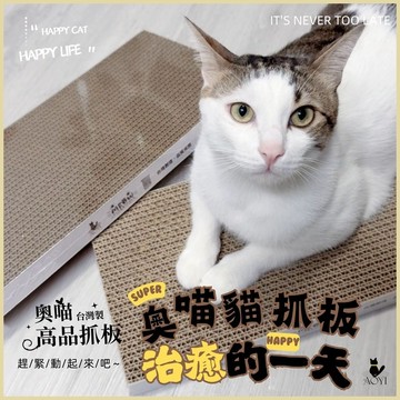 【AOYI奧藝】100%MIT台灣製高CP值奧喵貓抓板｜單片封膜｜高密度瓦楞紙貓抓板｜耐抓｜純天然植物膠