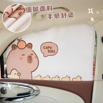 現貨 當天出貨 隔日到貨 汽車遮陽簾軌道遮光簾側簾卡皮巴拉卡通車窗遮光簾車載防曬隔熱窗簾車用遮陽 D108即將登場