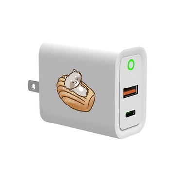 【插畫家聯名】浣熊菓子屋瑪德蓮USB3.0+PD20W雙孔充電器