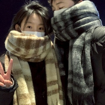 男女加厚保暖條紋圍巾時尚復古流蘇情侶圍巾