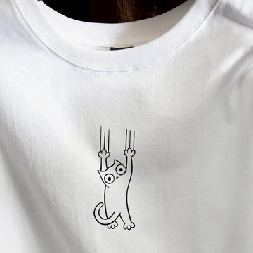 驚嚇小貓 扒領子【Y1084】文青系純棉 MIT 情侶裝 短袖T恤 台灣製造 快速出貨