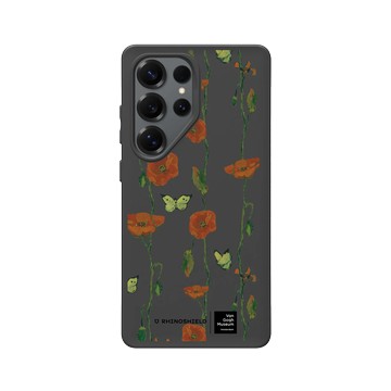 Galaxy S25 Ultra SolidSuit 黑 - Van Gogh Museum - 蝴蝶和罌粟花 - 重複圖案
