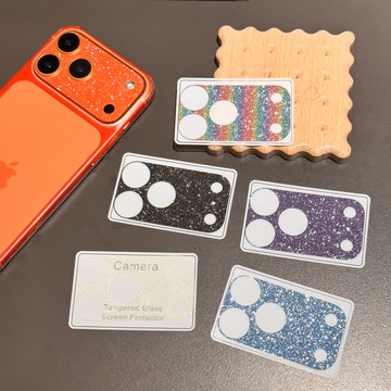 鏤空底座 閃粉鏡頭貼 適用 iPhone 17 16 15 Pro max 鏡頭保護貼 鏤空底座軟膜 無膠貼不殘留