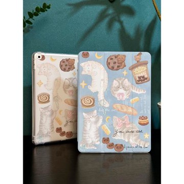 餅干小貓適用于ipad保護套ipad9平板殼2022蘋果air5/4/3新款第九代筆槽10.2硅膠pro11全包mini6防摔迷你5三折