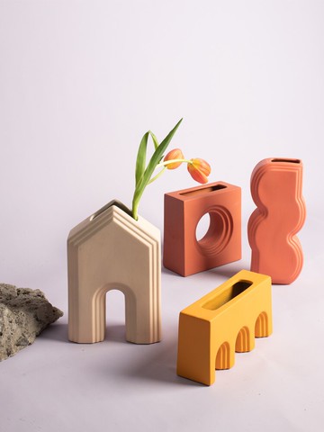 南十字星 北歐ins幾何創意藝術陶瓷花瓶客廳干花插花花器擺件積木