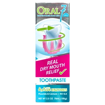 ORAL7 口立淨 酵素護理牙膏  REAL DRY MOUTH RELIEF  含氟化物及鈣  無SLS  75ml  105g  1條
