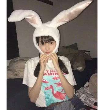 ins可愛林小宅網紅同款軟妹少女心毛絨兔子頭套耳朵帽子拍照道具