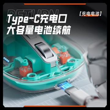 RGB無線Type-C充電全透明2.4G/藍牙一鍵返回桌面游戲鼠標電量顯示