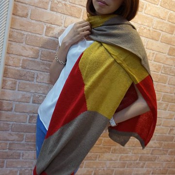 Lus.G 日系古著撞色針織圍巾