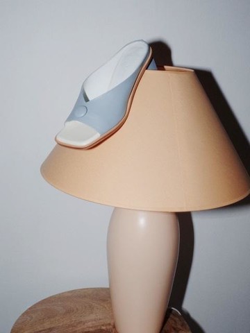 Button Square Mules Light Blue