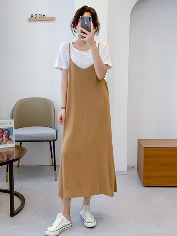 惠衣閣春夏女無袖吊帶裙棉麻連衣裙韓版寬松休閑文藝吊帶長裙