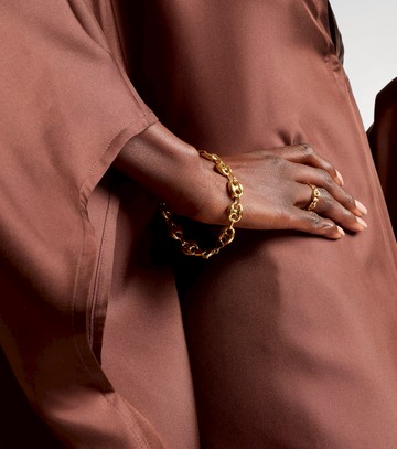 Stone and Strand Puffed Maritime 14kt gold chain bracelet