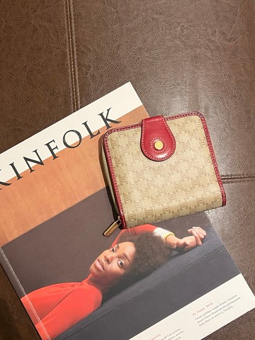 Celine凱旋門啡色紅色零錢散子短錢包 日本中古二手Vintage