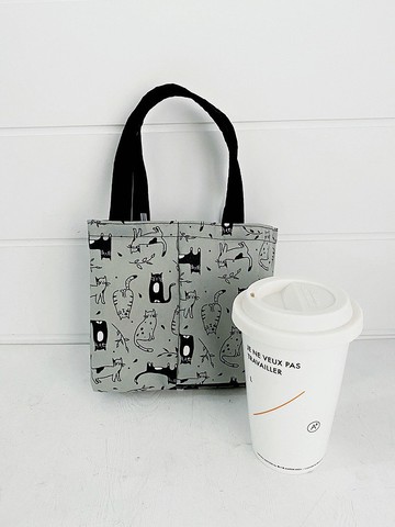 hairmo環保2way雙享杯飲料提袋-黑白貓