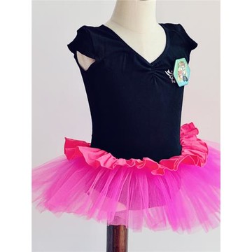 黑色拼玫紅色舞蹈裙兒童雙色公主演出服芭蕾舞連體服裝舞臺表演裝