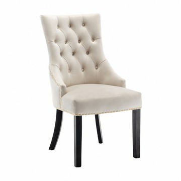 E-home Priya普利亞奢華拉扣微翼木質腳休閒餐椅-四色可選奶油色