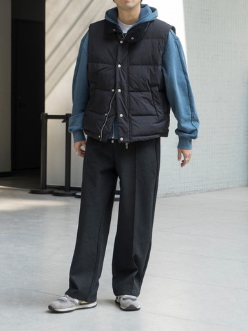 PANTS 秋冬厚款垂感保暖寬鬆直筒褲 復古中縫線設計絨休閒長褲