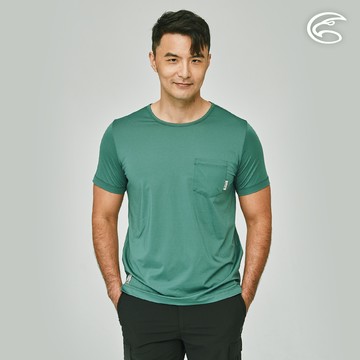 ADISI 男合撚超細纖維抑菌短袖口袋圓領T AL2311083 (M-2XL) 鼠尾草葉｜抗UV 吸濕排汗 快乾 抗菌 彈性 排汗衣
