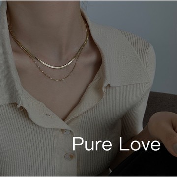 Pure Love樂芙 / 正韓 鈦鋼【L316醫療鋼】G0006簡約雙層蛇骨鎖骨鏈 短項鏈 / 金 銀