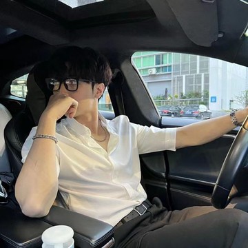 襯衫男新款輕熟風男裝立領修身七分袖免燙商務冰絲新中式長袖襯衣 JF