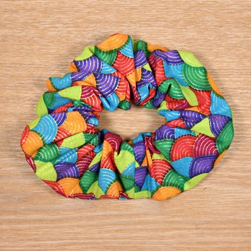 彩色 扇形 和風 大腸髮圈