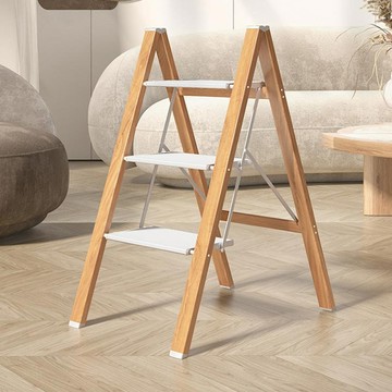 YOUFONE 四步梯超輕鋁合金折疊梯/多功能人字梯 木紋色