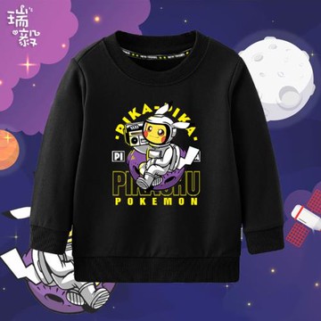 皮卡丘精靈寶可夢聯名太空宇航員航天圓領衛衣男女兒童裝學生長袖