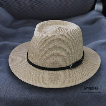 草帽男遮陽寬沿防曬戶外禮帽巴拿馬沙灘帽大頭圍帽子女