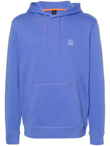 BOSS - logo-patch cotton hoodie - men - Cotton - M - Purple