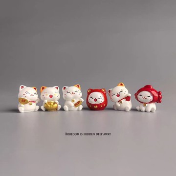 🎀免運臺灣有貨🎀無聊了,擺幾隻招財貓小貓送福治癒桌面日式工位辦公桌小擺件裝飾🎀可開票