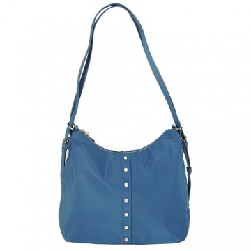 agnes b.彎月珠飾尼龍斜背包-大/土耳其藍