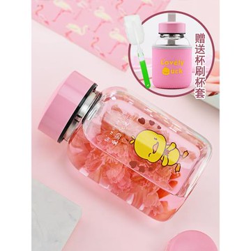 可愛水杯玻璃杯女便攜夏季學生水杯子女生高顏值ins風清新仙女杯