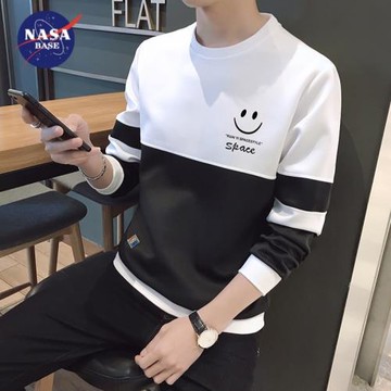NASA套頭圓領衛衣男士打底衫秋冬季新款上衣服長袖t恤男裝打底衫