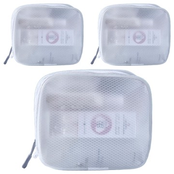 CHIFUN SENHUO 祈樂森活 無印風防潑水方胖盥洗包 3個  18.5 x 15 x 7cm  透白色