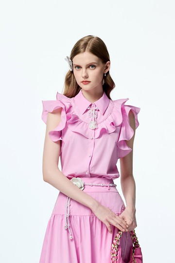 香囊粉綴荷葉上衣