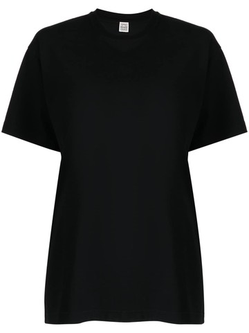 TOTEME - crew-neck cotton T-shirt - women - Cotton - M - Black