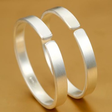 (免運)九樂999銀手鐲女純銀情侶手鐲實心磨砂啞光平板足銀鐲子送女友禮