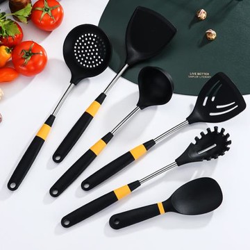 不粘鍋專用硅膠鏟耐高溫鍋鏟湯勺304不銹鋼廚具套裝家用炒菜鏟子