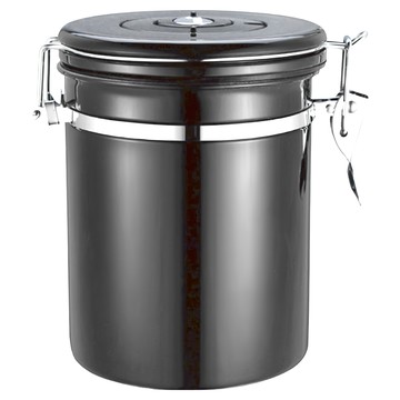 PUSH! 304不銹鋼咖啡豆密封罐，排氣閥密封儲物罐，茶葉罐乾果咖啡罐帶勺  I90  1個