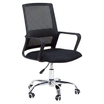 辦公椅 帶輪 高密度泡棉 椅背透氣網布  黑色  58 x 50 x 87–97cm