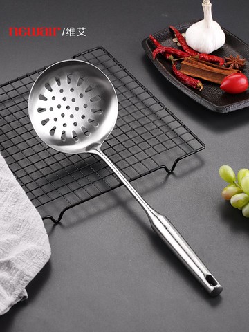 長柄不銹鋼漏勺加厚過濾勺家用笊籬 油炸撈勺餃子撈面勺 廚房用品