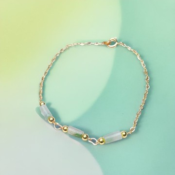 飄花翡翠路路通手鍊 14K包金 | 天然緬甸A貨翡翠 | 送禮