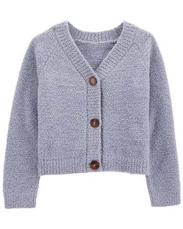 Kid Fuzzy Button-Front Cardigan